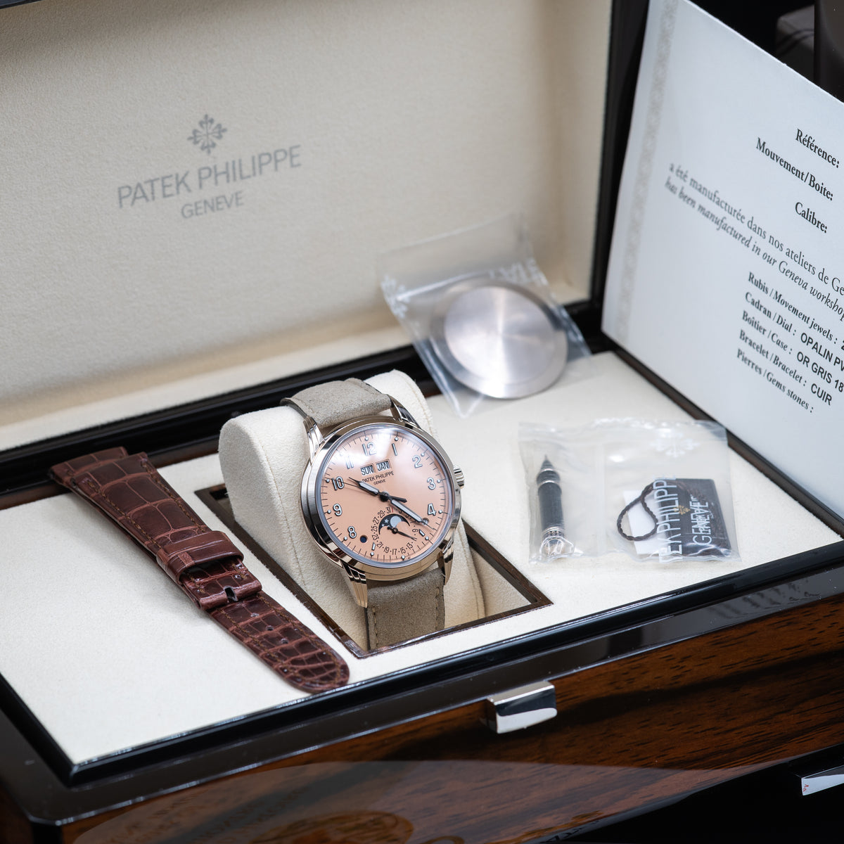 Patek Philippe Perpetual Calendar — White Gold | Rose-Gilt Opaline Dial | Ref. 5320G-011 | 2025