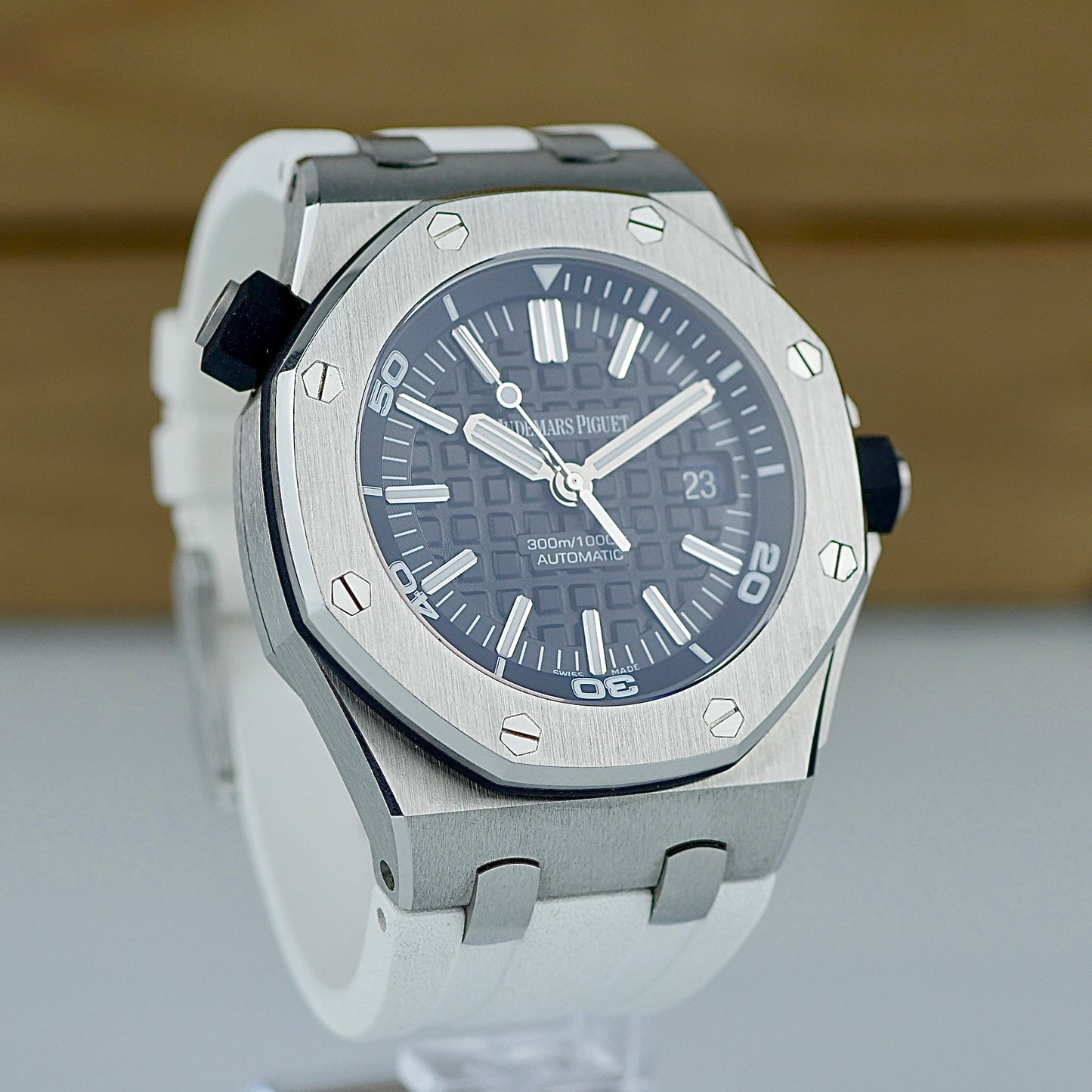 Audemars Piguet Royal Oak Offshore Diver – Ref. 15703ST with White Strap