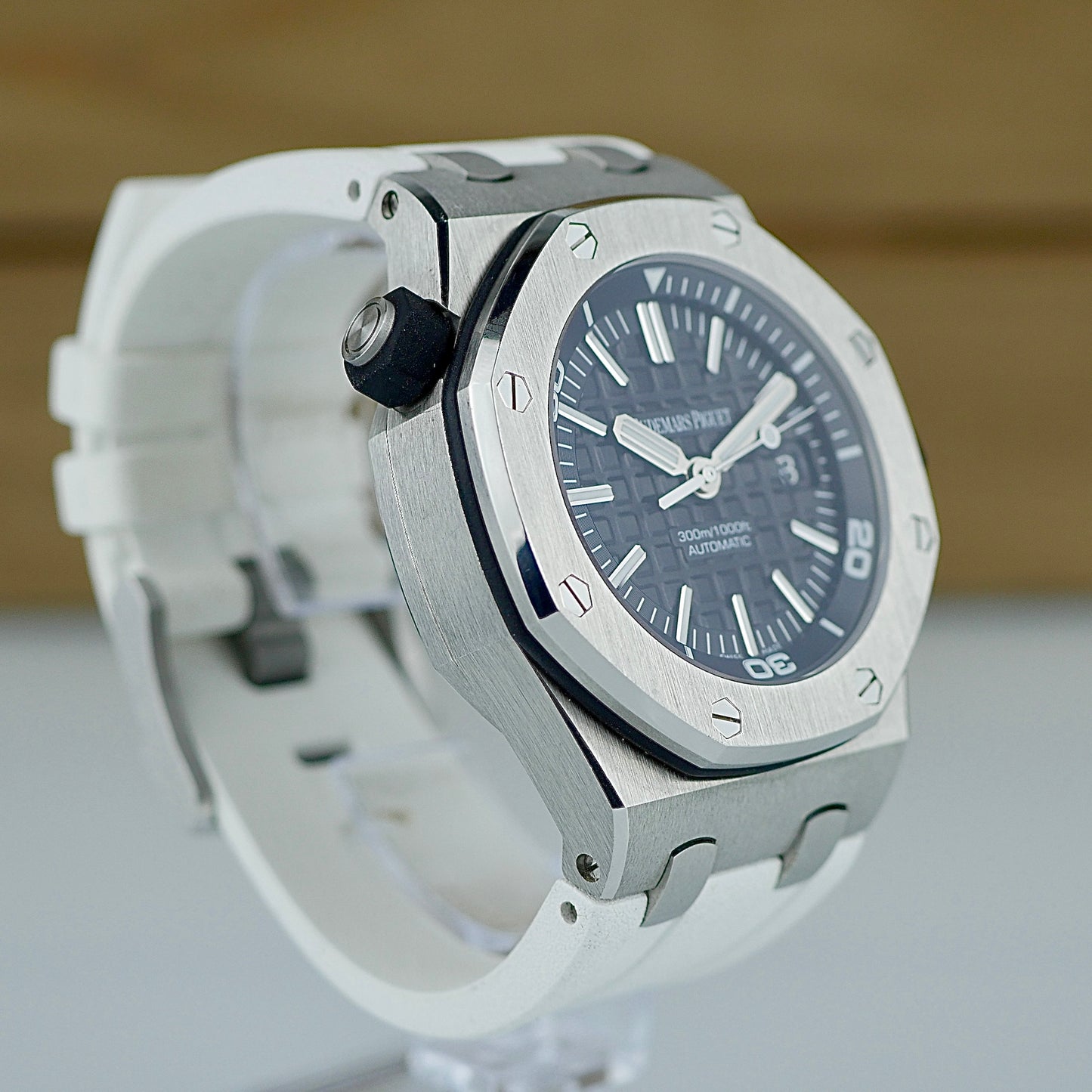 Audemars Piguet Royal Oak Offshore Diver – Ref. 15703ST with White Strap