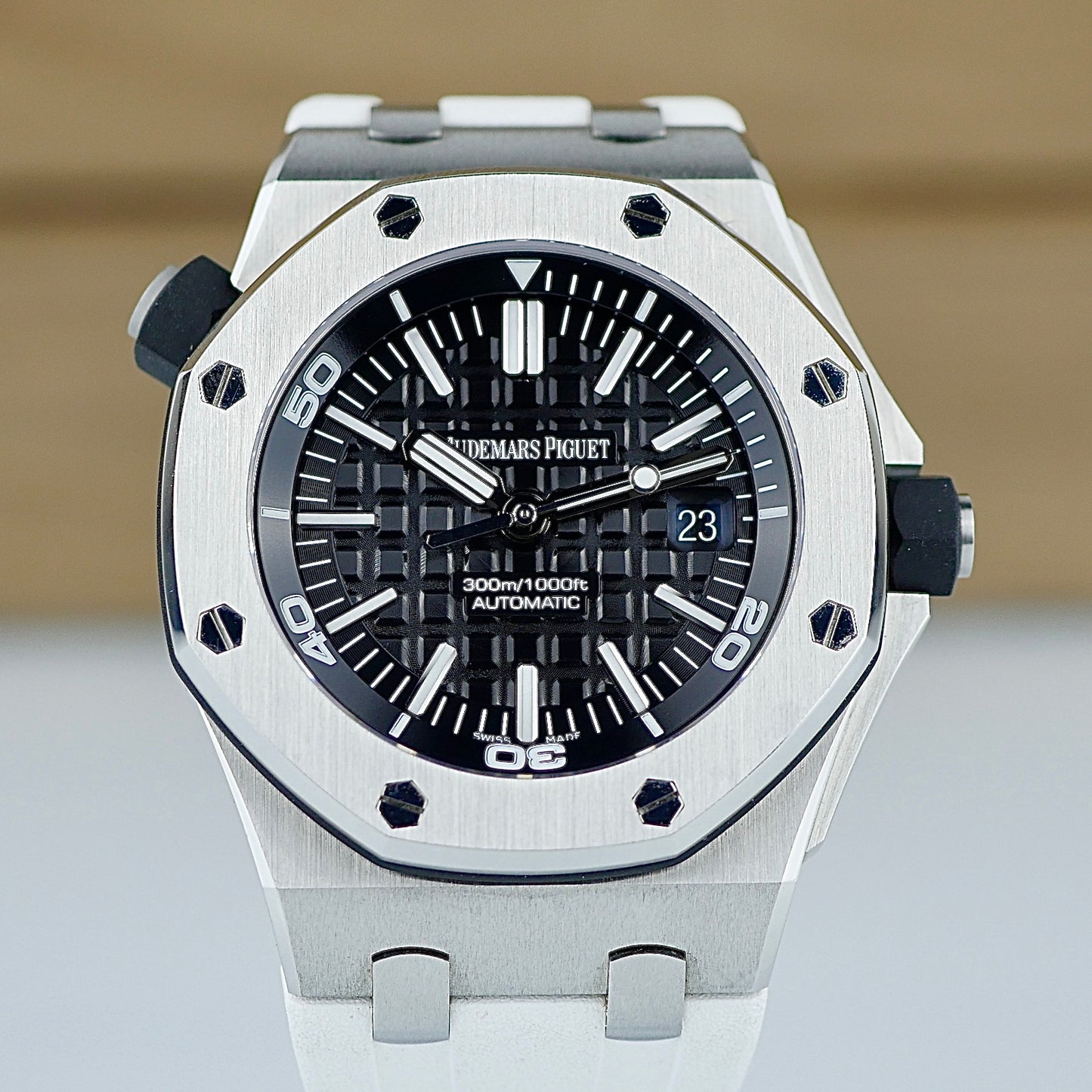 Audemars Piguet Royal Oak Offshore Diver – Ref. 15703ST with White Strap