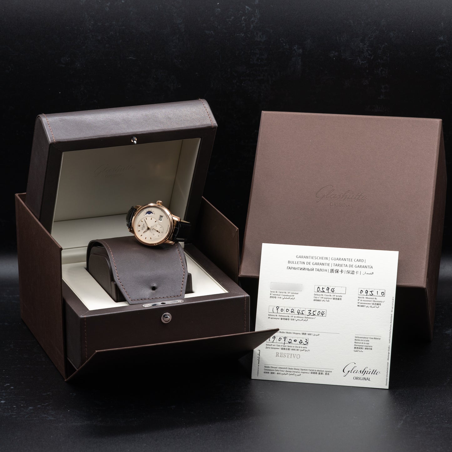 Glashütte Original PanoMaticLunar — Red Gold | Ref. 1-90-02-45-35-62 | 2023 | FULL SET