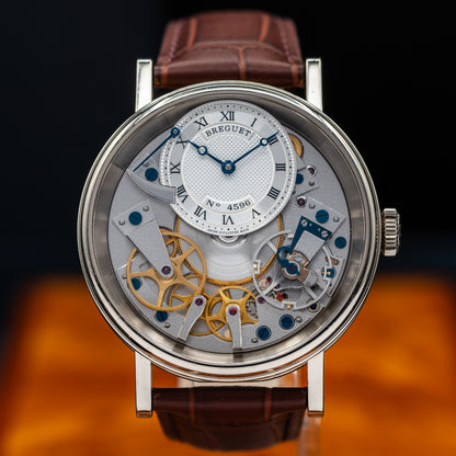 Breguet Tradition 7057 — 18K White Gold | Silver Guilloche Dial | Ref. 7057BB/11/9W6 | 2024