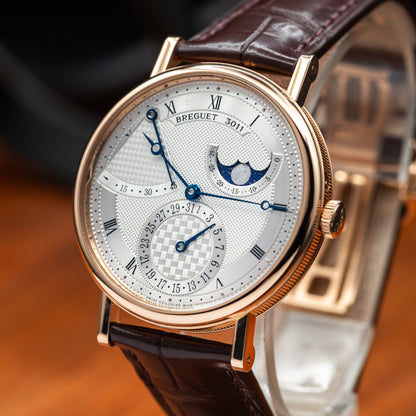 Breguet Classique Phase de Lune 7137 — Rose Gold | Silvered Guilloché Dial | Ref. 7137BR/15/9VU | 2023