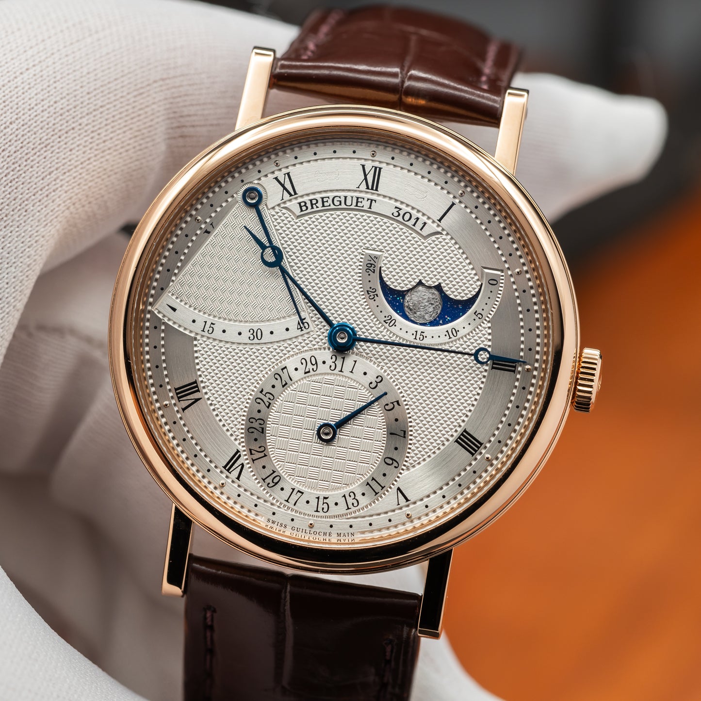 Breguet Classique Phase de Lune 7137 — Rose Gold | Silvered Guilloché Dial | Ref. 7137BR/15/9VU | 2023