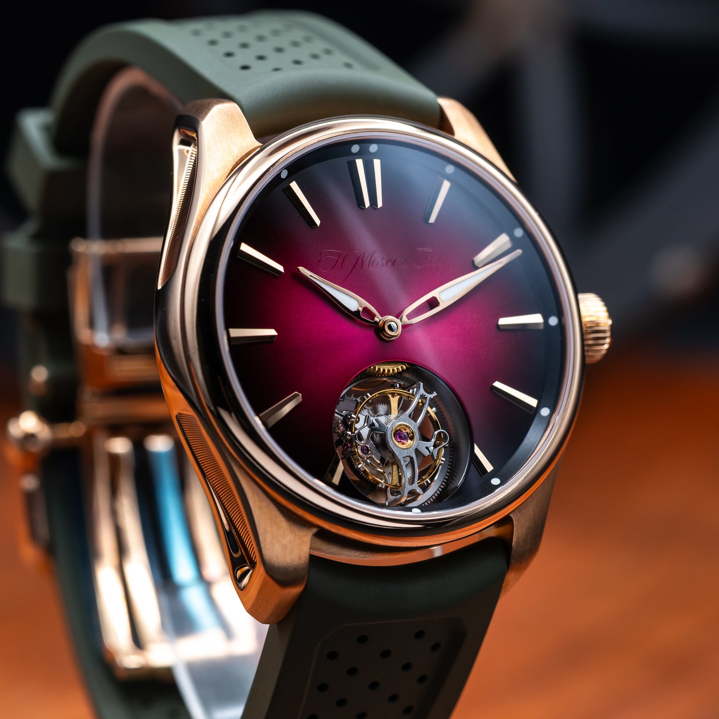 H. Moser & Cie Pioneer Tourbillon — Red Gold | Burgundy Fumé Dial | Ref. 3805-0400 | 2025