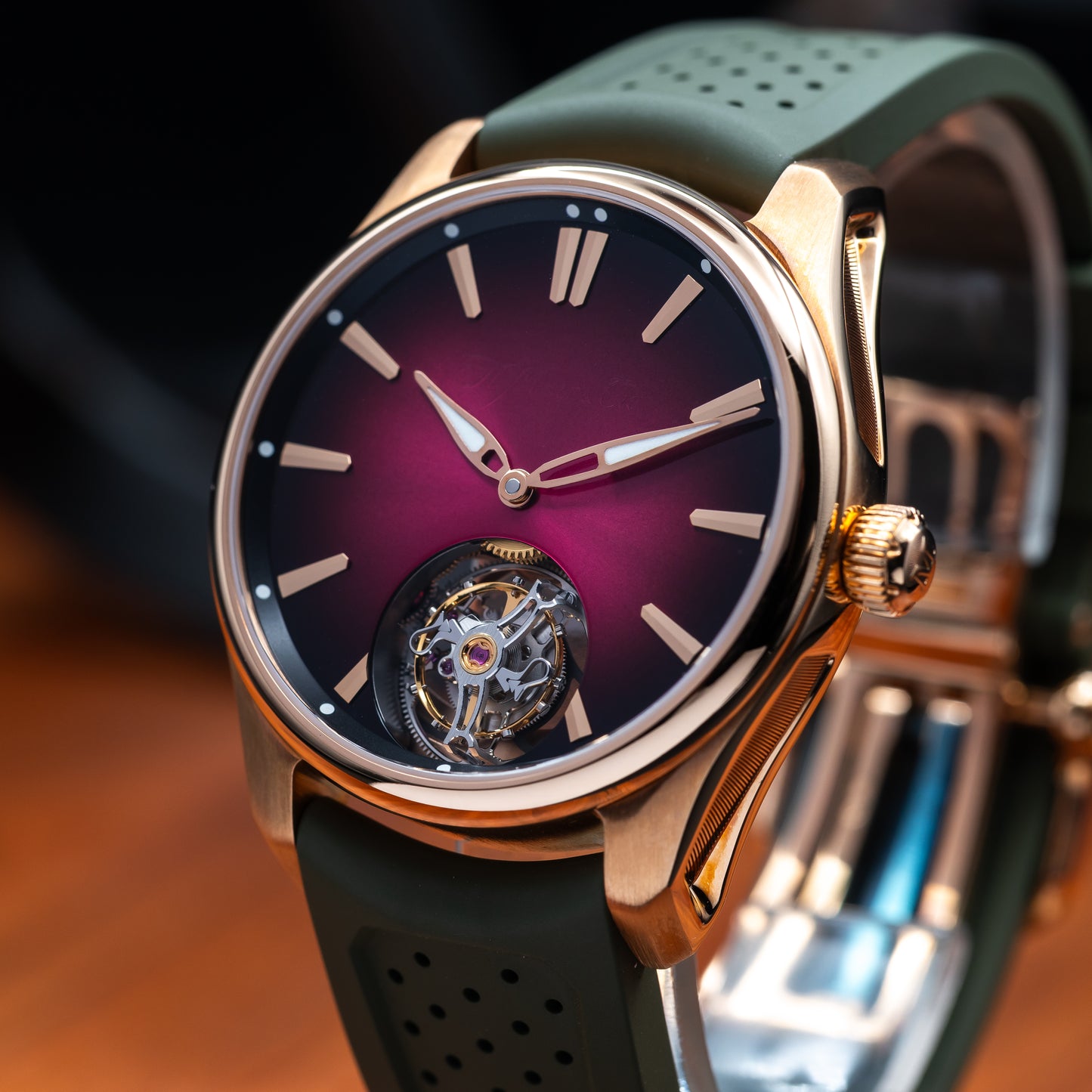 H. Moser & Cie Pioneer Tourbillon — Red Gold | Burgundy Fumé Dial | Ref. 3805-0400 | 2025