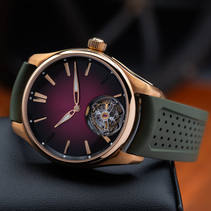H. Moser & Cie Pioneer Tourbillon — Red Gold | Burgundy Fumé Dial | Ref. 3805-0400 | 2025