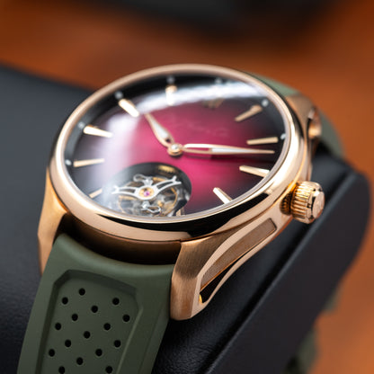 H. Moser & Cie Pioneer Tourbillon — Red Gold | Burgundy Fumé Dial | Ref. 3805-0400 | 2025