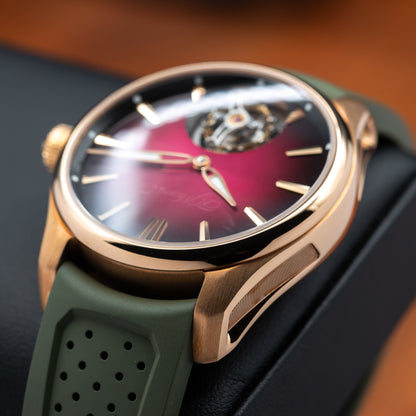 H. Moser & Cie Pioneer Tourbillon — Red Gold | Burgundy Fumé Dial | Ref. 3805-0400 | 2025