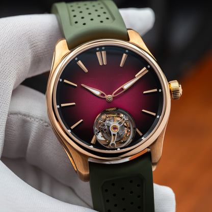 H. Moser & Cie Pioneer Tourbillon — Red Gold | Burgundy Fumé Dial | Ref. 3805-0400 | 2025