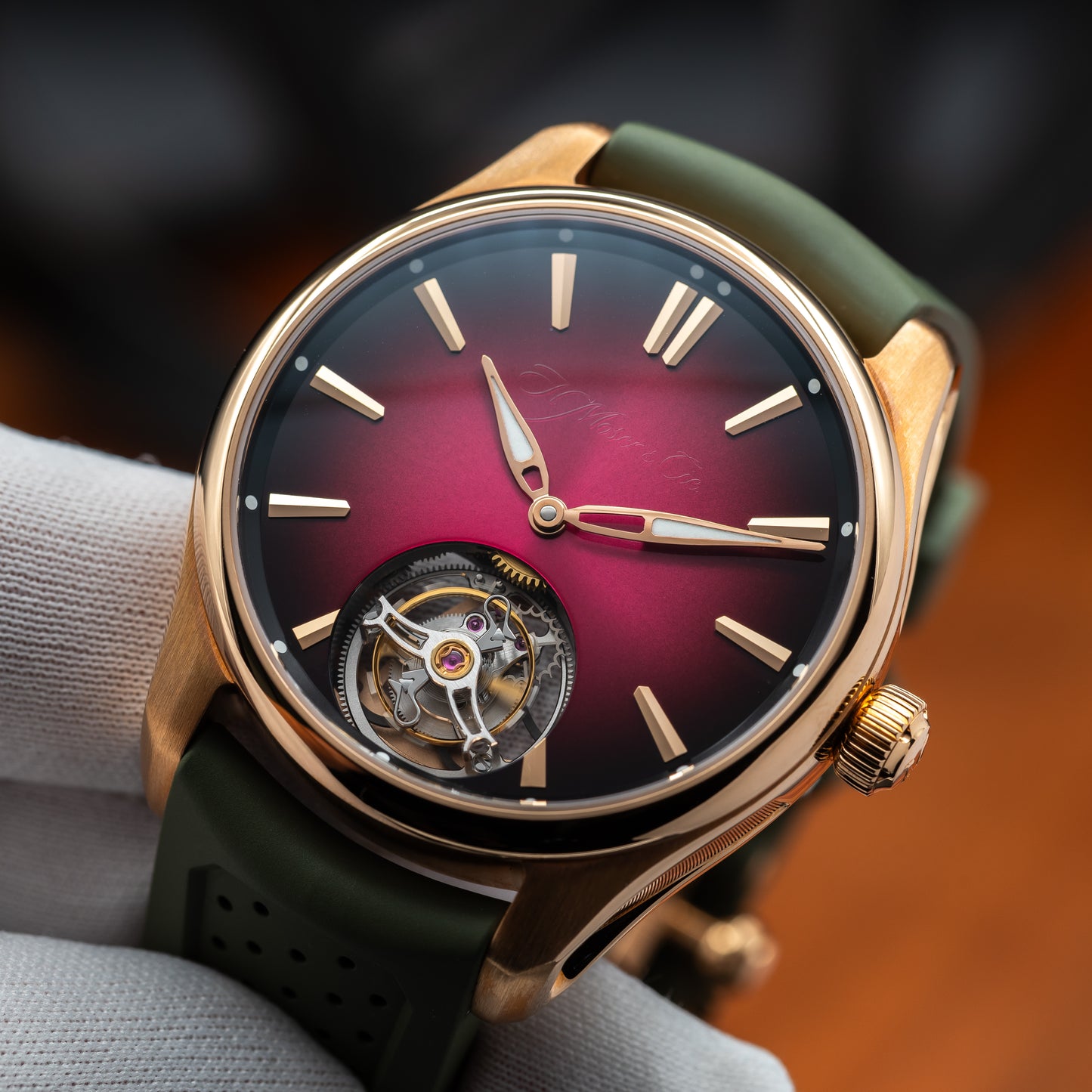 H. Moser & Cie Pioneer Tourbillon — Red Gold | Burgundy Fumé Dial | Ref. 3805-0400 | 2025