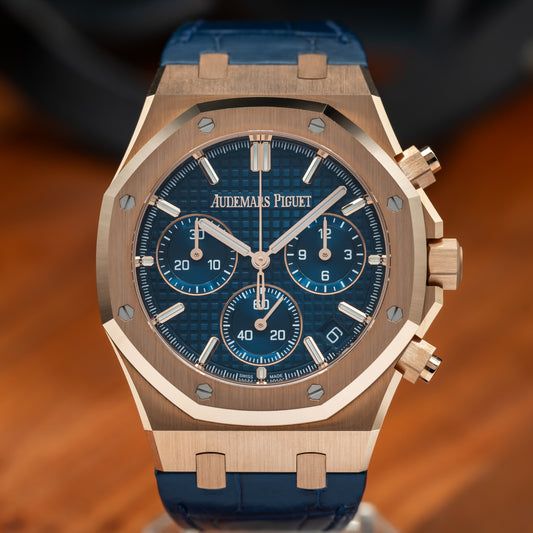 Audemars Piguet Royal Oak Selfwinding Chronograph — Pink Gold | Blue Dial | Ref. 26240OR.OO.D315CR.02 | 2025