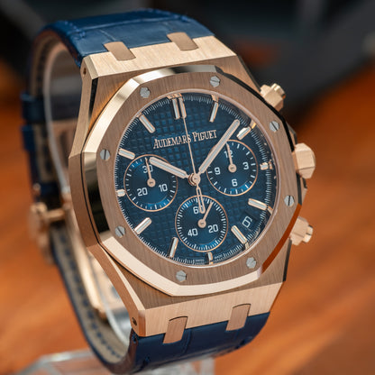 Audemars Piguet Royal Oak Selfwinding Chronograph — Pink Gold | Blue Dial | Ref. 26240OR.OO.D315CR.02 | 2025