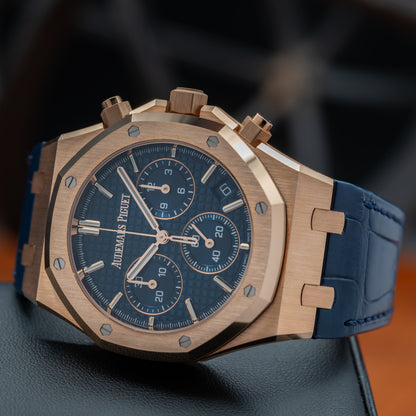 Audemars Piguet Royal Oak Selfwinding Chronograph — Pink Gold | Blue Dial | Ref. 26240OR.OO.D315CR.02 | 2025