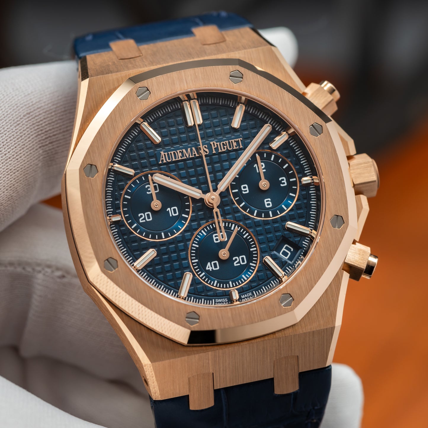 Audemars Piguet Royal Oak Selfwinding Chronograph — Pink Gold | Blue Dial | Ref. 26240OR.OO.D315CR.02 | 2025