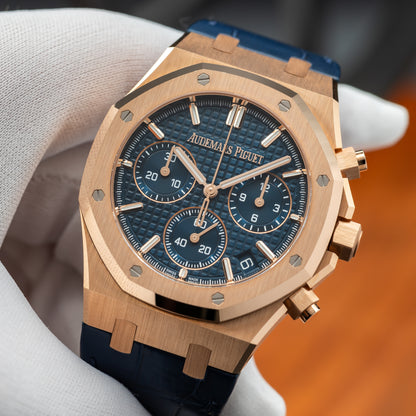 Audemars Piguet Royal Oak Selfwinding Chronograph — Pink Gold | Blue Dial | Ref. 26240OR.OO.D315CR.02 | 2025