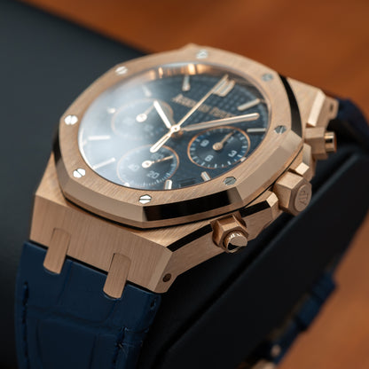 Audemars Piguet Royal Oak Selfwinding Chronograph — Pink Gold | Blue Dial | Ref. 26240OR.OO.D315CR.02 | 2025