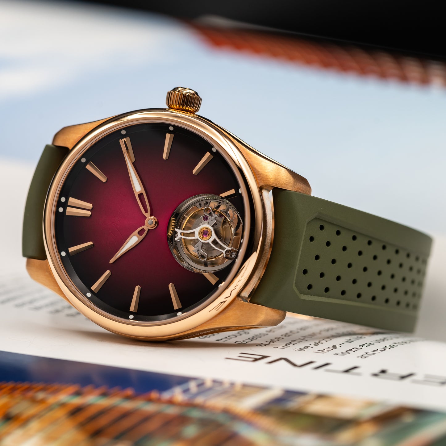 H. Moser & Cie Pioneer Tourbillon — Red Gold | Burgundy Fumé Dial | Ref. 3805-0400 | 2025