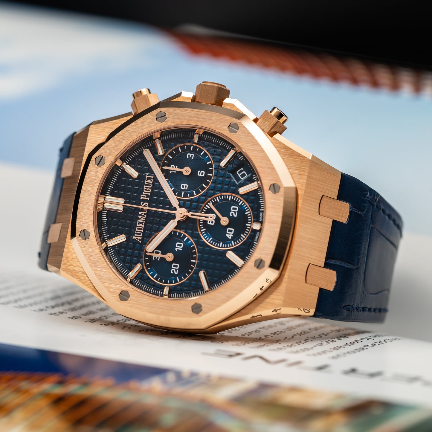 Audemars Piguet Royal Oak Selfwinding Chronograph — Pink Gold | Blue Dial | Ref. 26240OR.OO.D315CR.02 | 2025