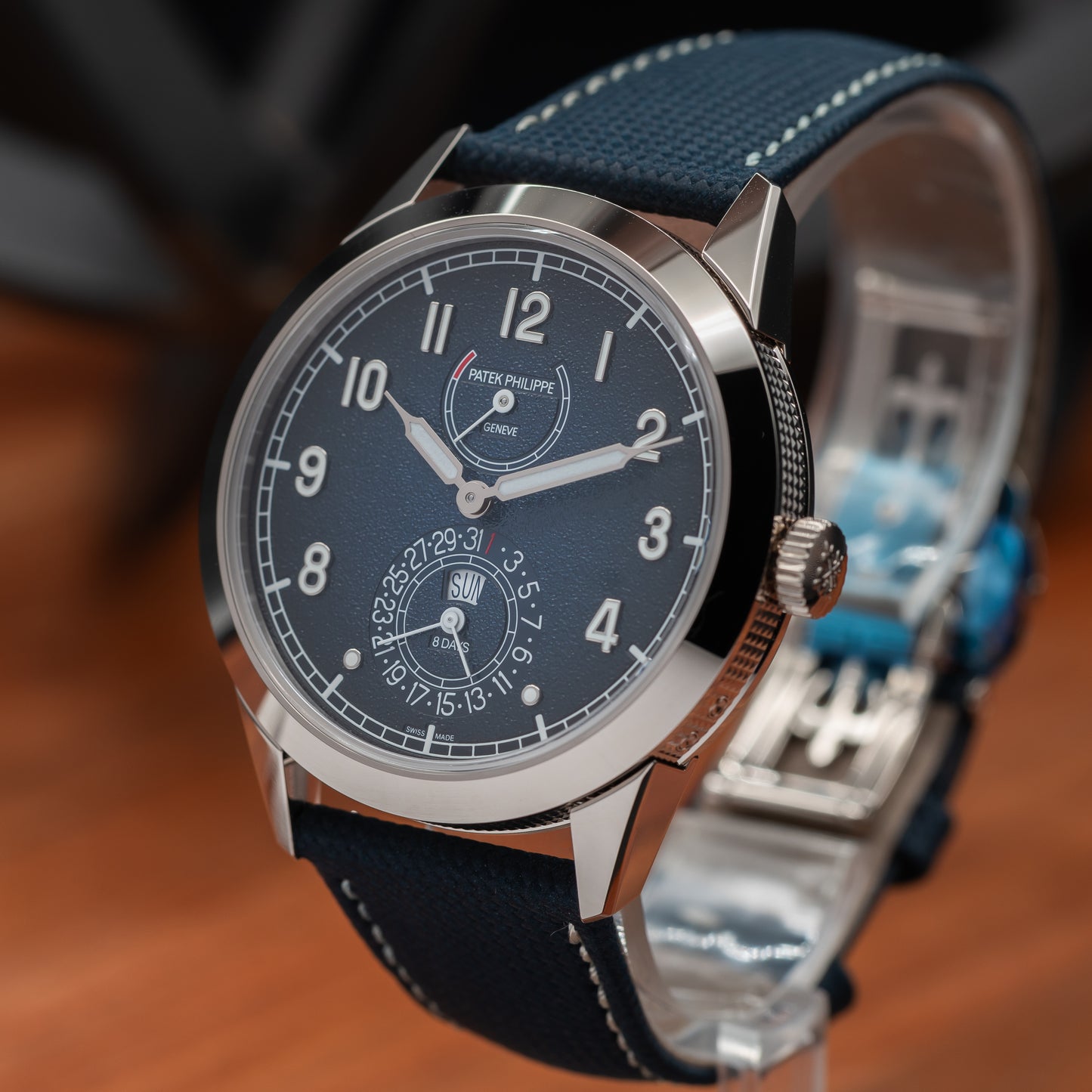 Patek Philippe Calatrava 8-Day, Instantaneous Day-Date — White Gold | Blue Dial | Ref. 5328G-001 | 2026