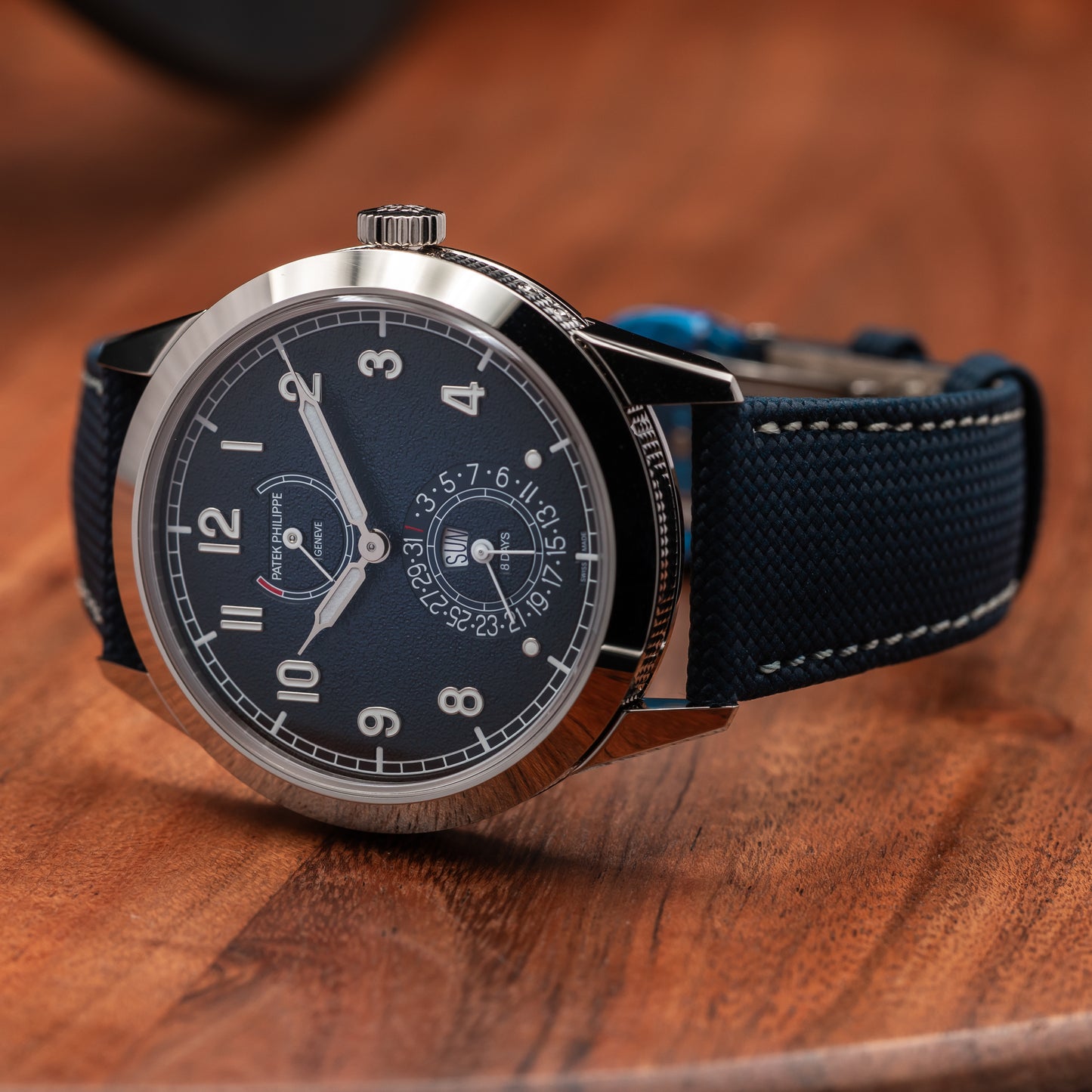 Patek Philippe Calatrava 8-Day, Instantaneous Day-Date — White Gold | Blue Dial | Ref. 5328G-001 | 2026