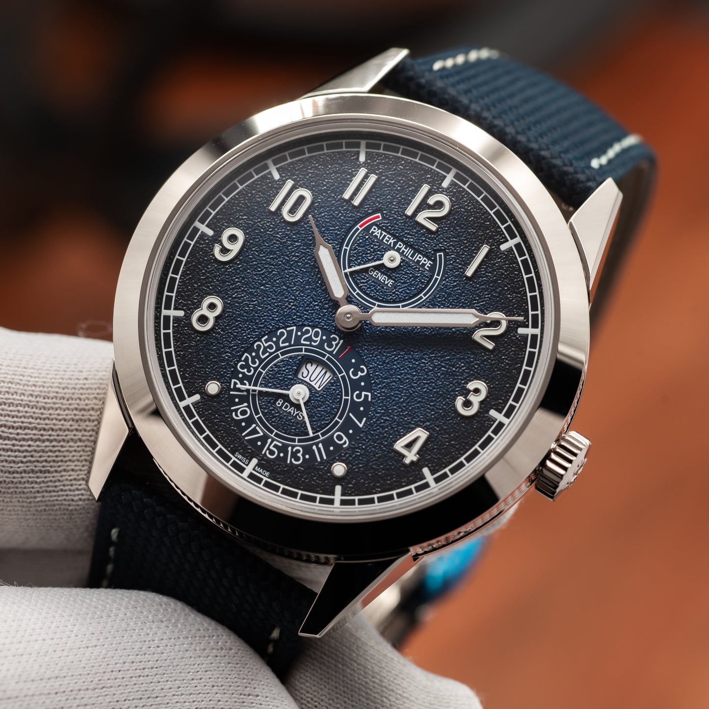 Patek Philippe Calatrava 8-Day, Instantaneous Day-Date — White Gold | Blue Dial | Ref. 5328G-001 | 2026