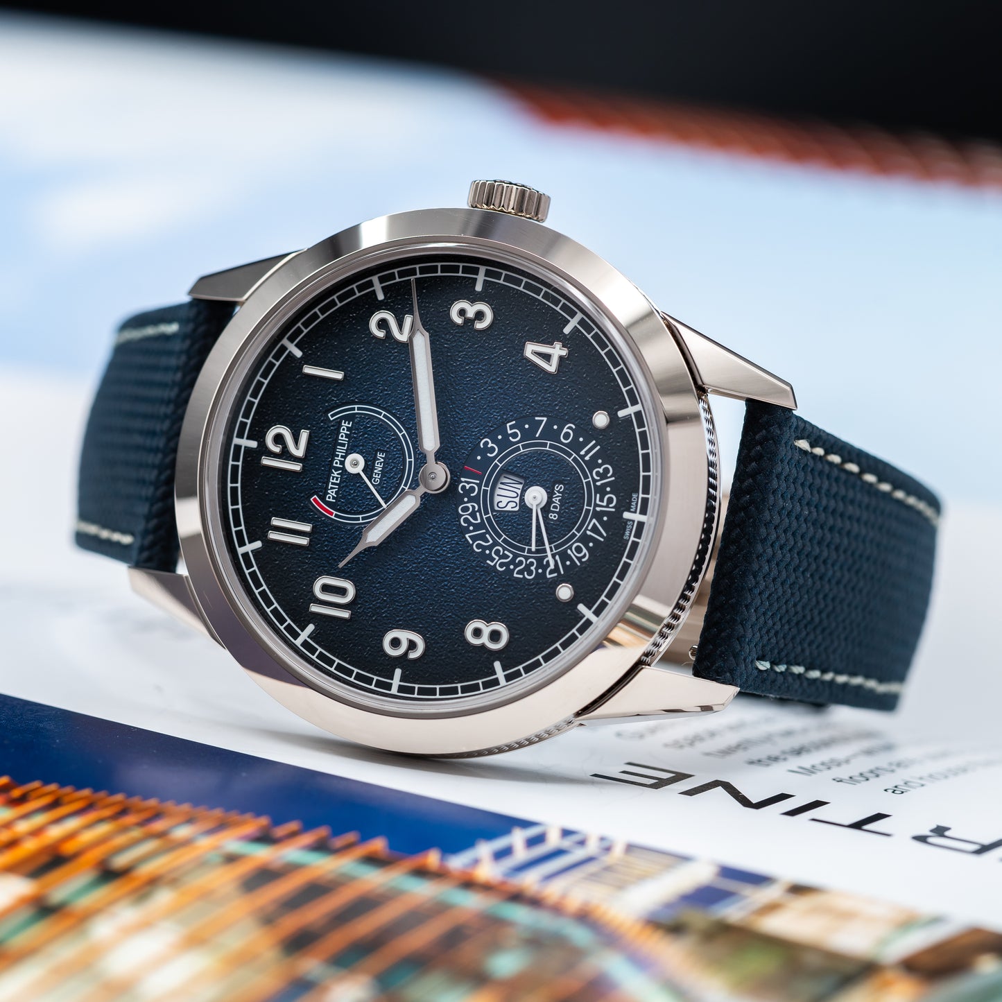 Patek Philippe Calatrava 8-Day, Instantaneous Day-Date — White Gold | Blue Dial | Ref. 5328G-001 | 2026