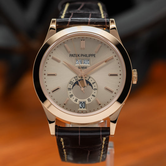 Patek Philippe Annual Calendar Moon Phases — Rose Gold | Sunburst Sand Beige Dial | Ref. 5396R-016 | 2026