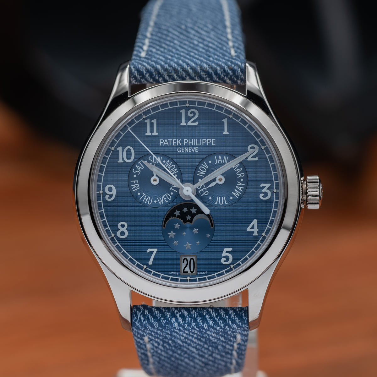 Patek Philippe Annual Calendar Moon Phases — White Gold | Blue-Gray Shantung Dial | Ref. 4946G-001 | 2026
