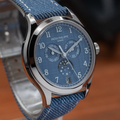 Patek Philippe Annual Calendar Moon Phases — White Gold | Blue-Gray Shantung Dial | Ref. 4946G-001 | 2026