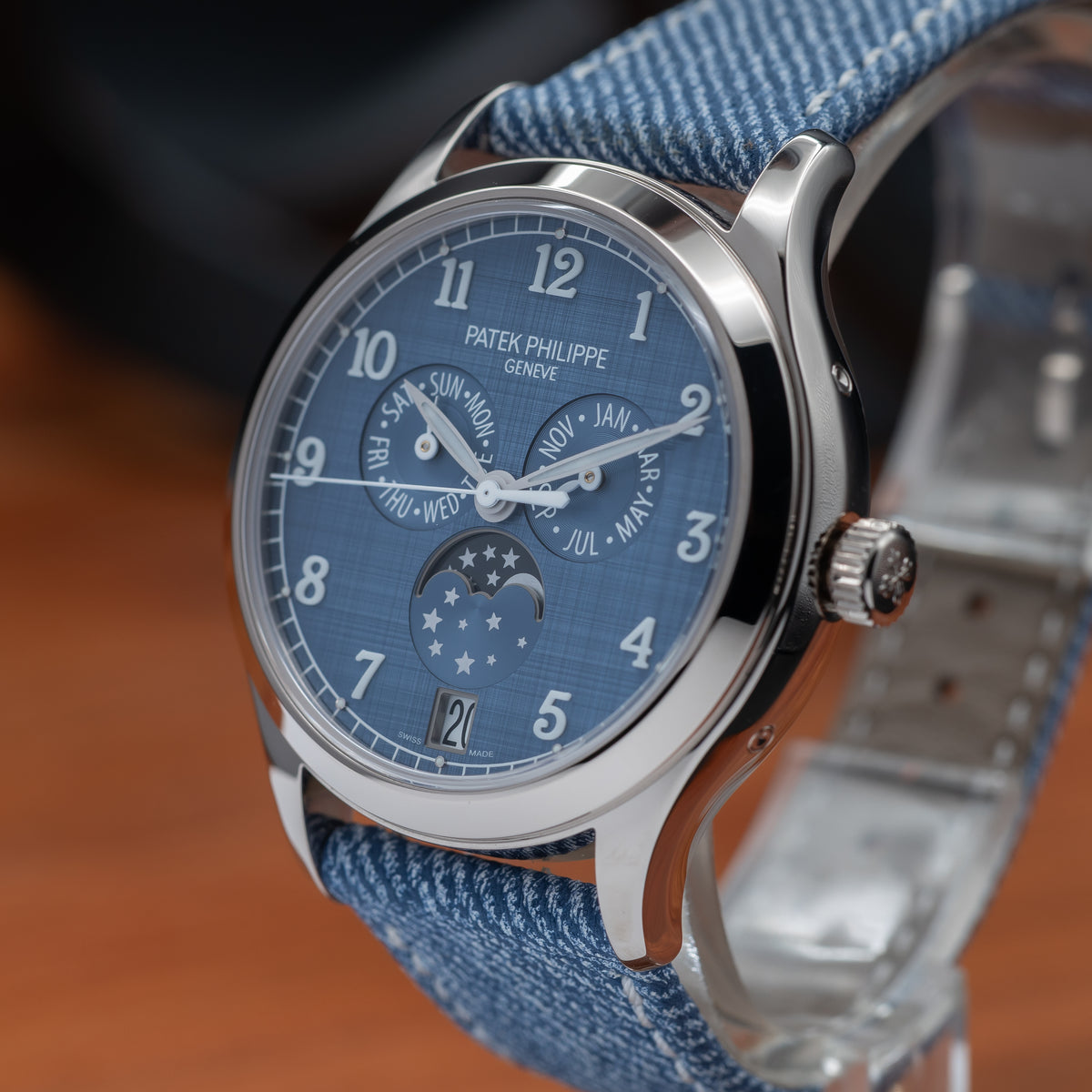 Patek Philippe Annual Calendar Moon Phases — White Gold | Blue-Gray Shantung Dial | Ref. 4946G-001 | 2026