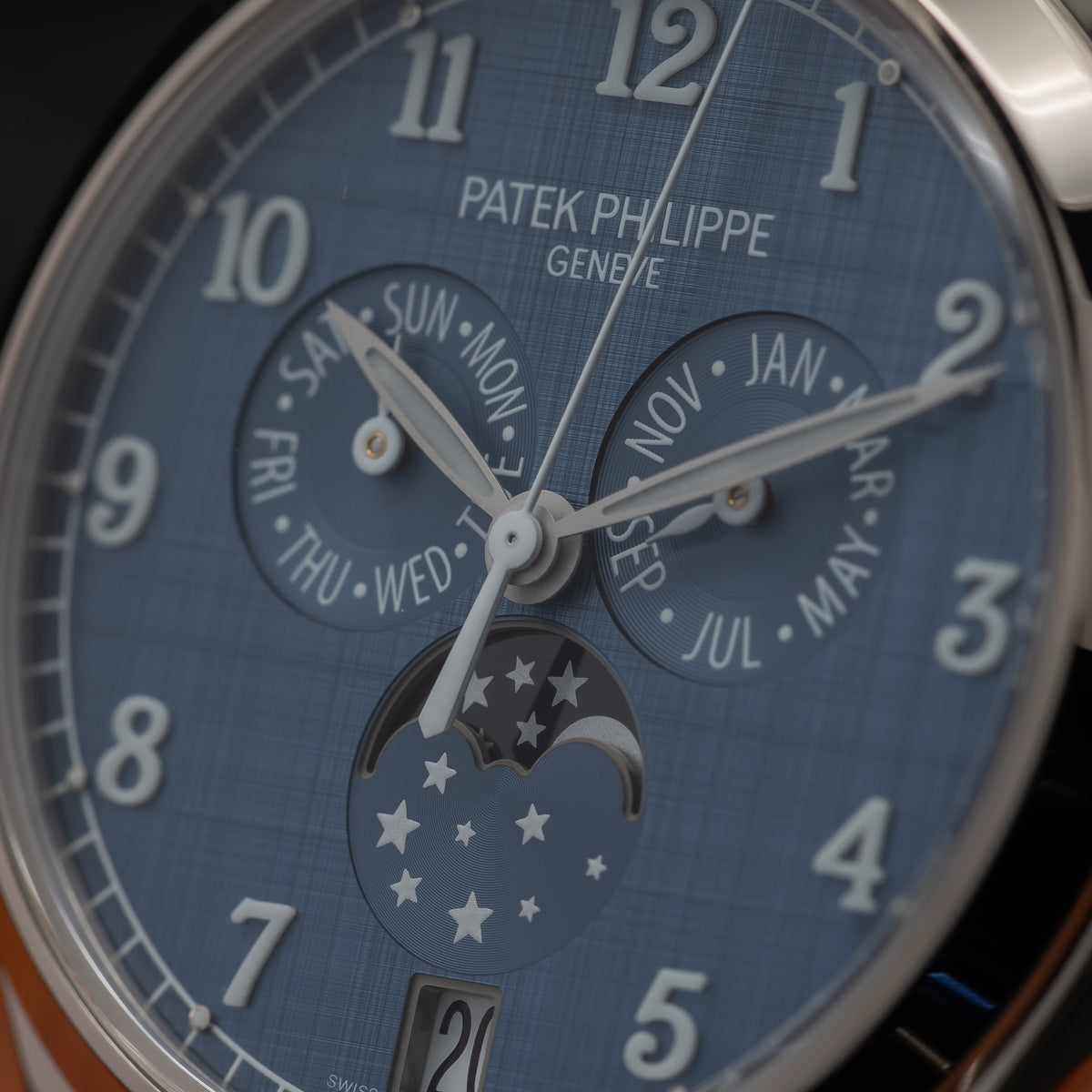 Patek Philippe Annual Calendar Moon Phases — White Gold | Blue-Gray Shantung Dial | Ref. 4946G-001 | 2026
