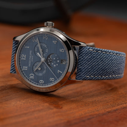 Patek Philippe Annual Calendar Moon Phases — White Gold | Blue-Gray Shantung Dial | Ref. 4946G-001 | 2026