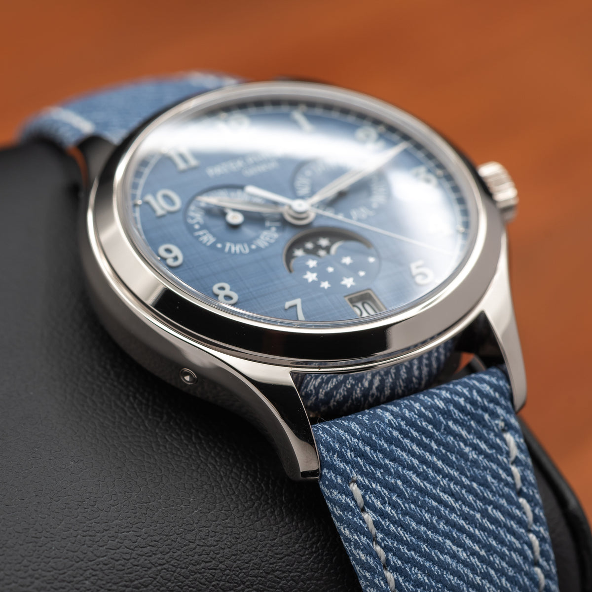 Patek Philippe Annual Calendar Moon Phases — White Gold | Blue-Gray Shantung Dial | Ref. 4946G-001 | 2026