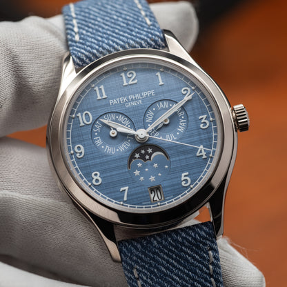 Patek Philippe Annual Calendar Moon Phases — White Gold | Blue-Gray Shantung Dial | Ref. 4946G-001 | 2026