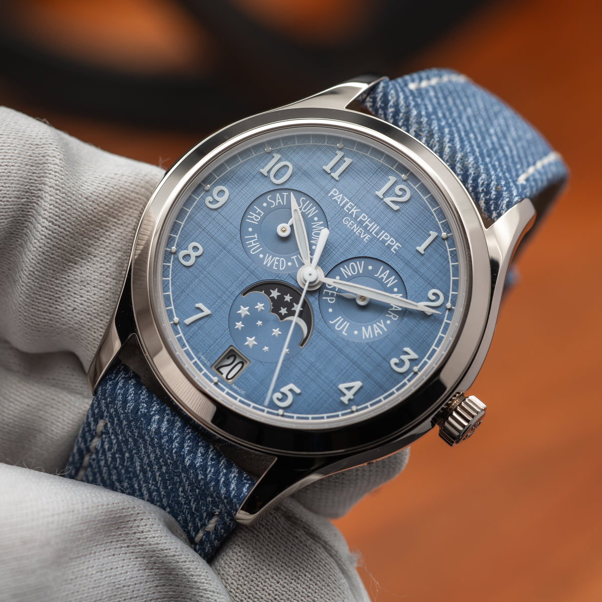 Patek Philippe Annual Calendar Moon Phases — White Gold | Blue-Gray Shantung Dial | Ref. 4946G-001 | 2026
