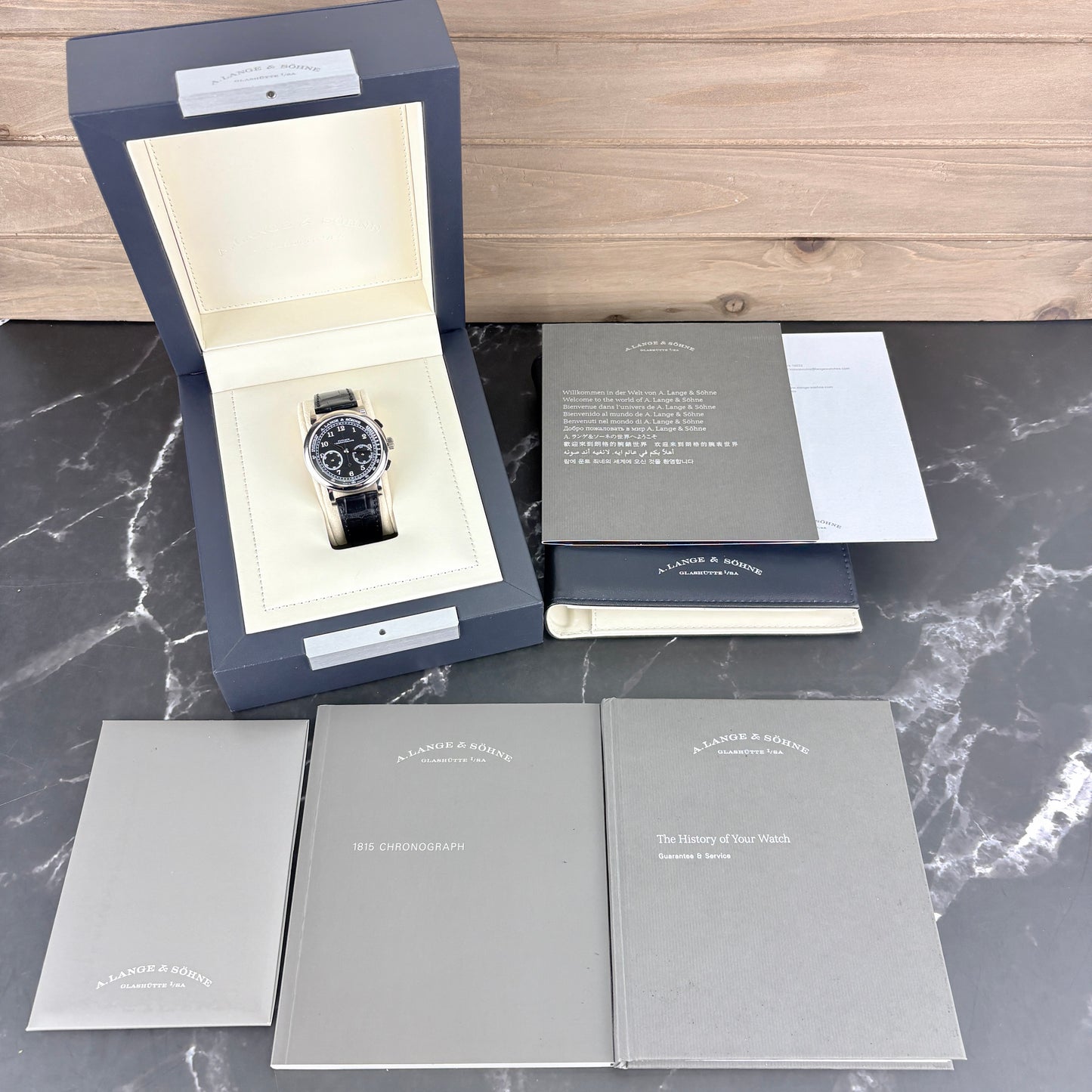 A. Lange & Söhne 1815 Chronograph 414.028  White Gold | Black Dial | 2018 | Mint Condition | Full Set