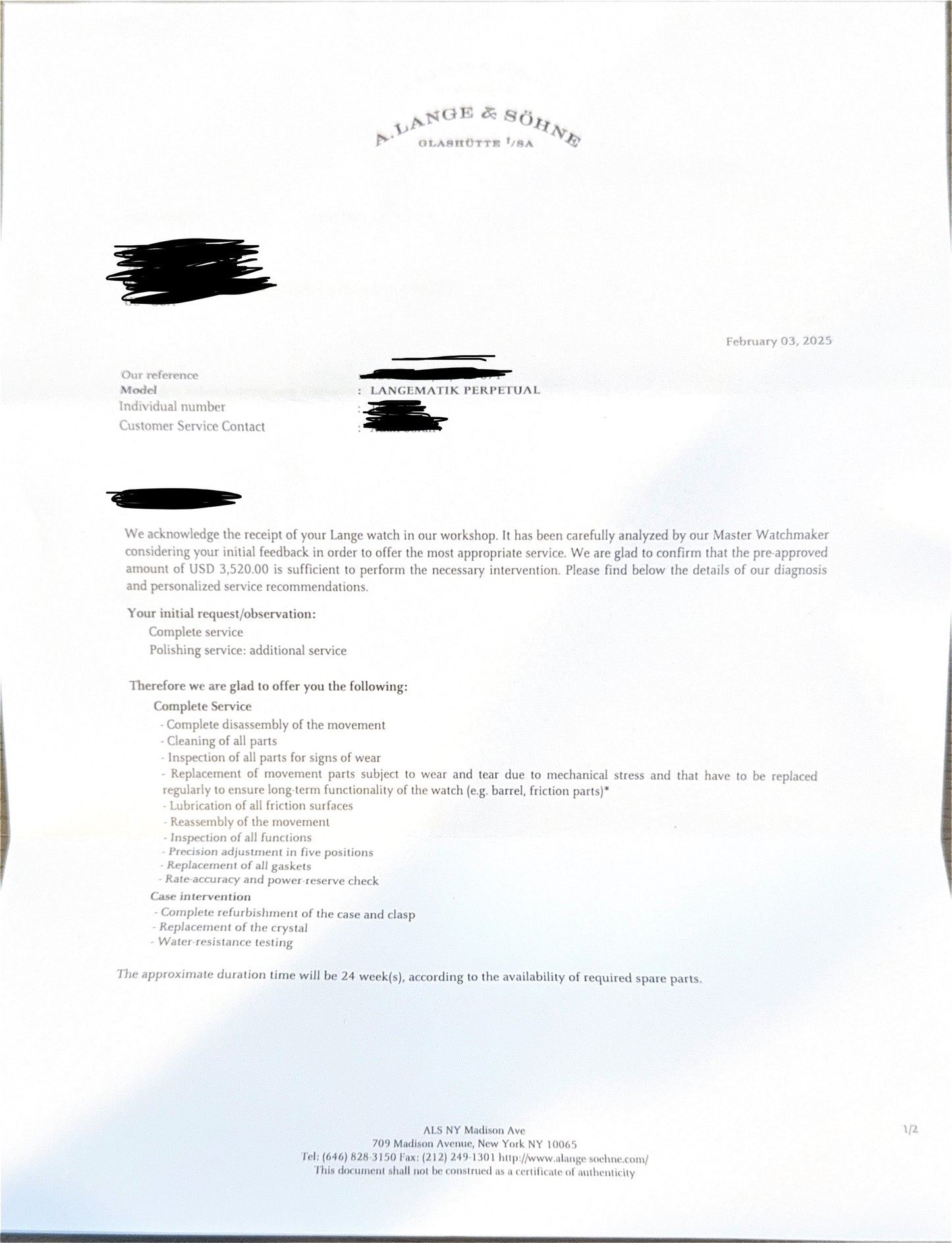 A. Lange & Söhne Langematik Perpetual Calendar 310.021 – 2nd Generation | Factory Overhaul | Warranty to 02/2028 | Full Set