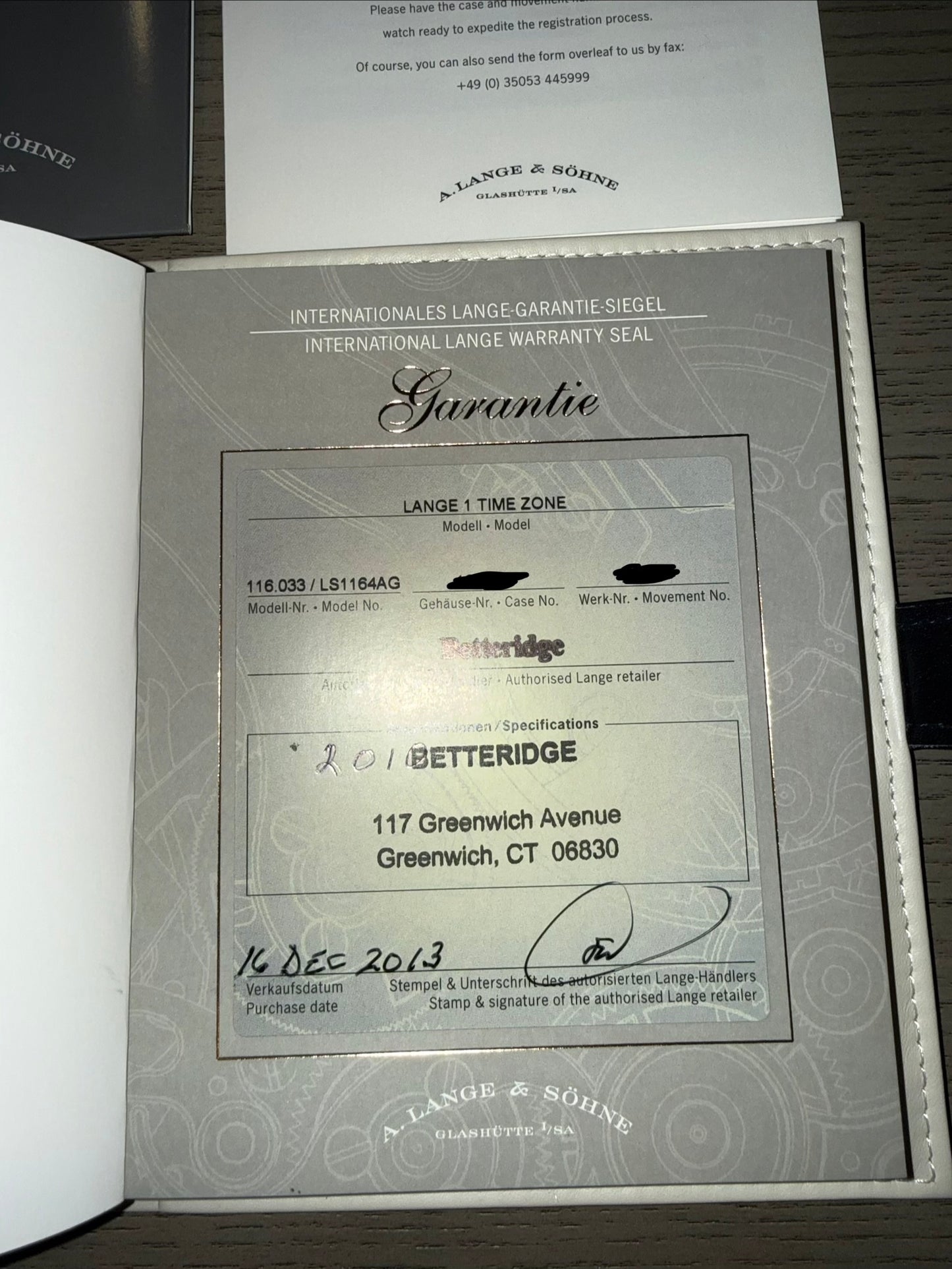 A. Lange & Söhne Lange 1 Time Zone 116.033  Rose Gold | Grey Dial | 2013 | Pristine Unpolished | Full Set + ZEITZONENKARTE