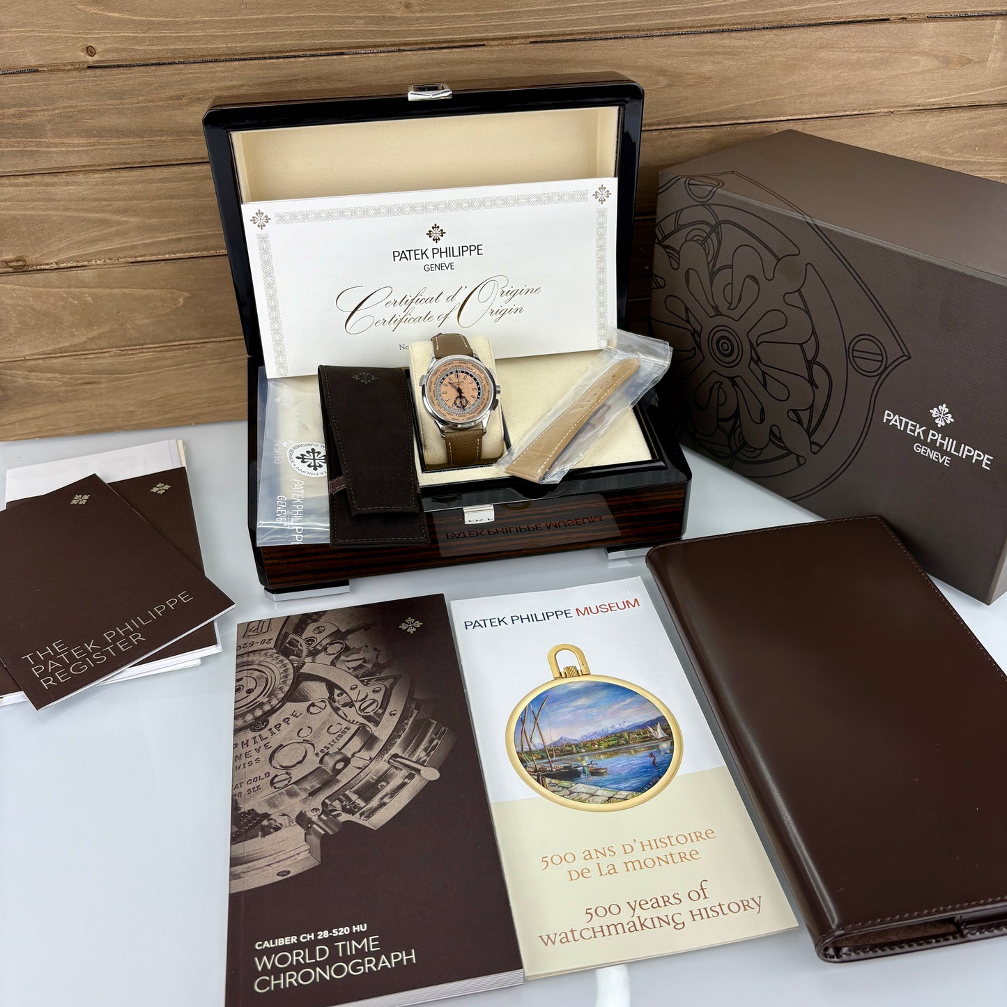 Patek Philippe 5935A-001 — World Time Flyback Chronograph | Steel & Salmon Dial