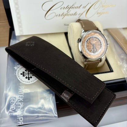 Patek Philippe 5935A-001 — World Time Flyback Chronograph | Steel & Salmon Dial