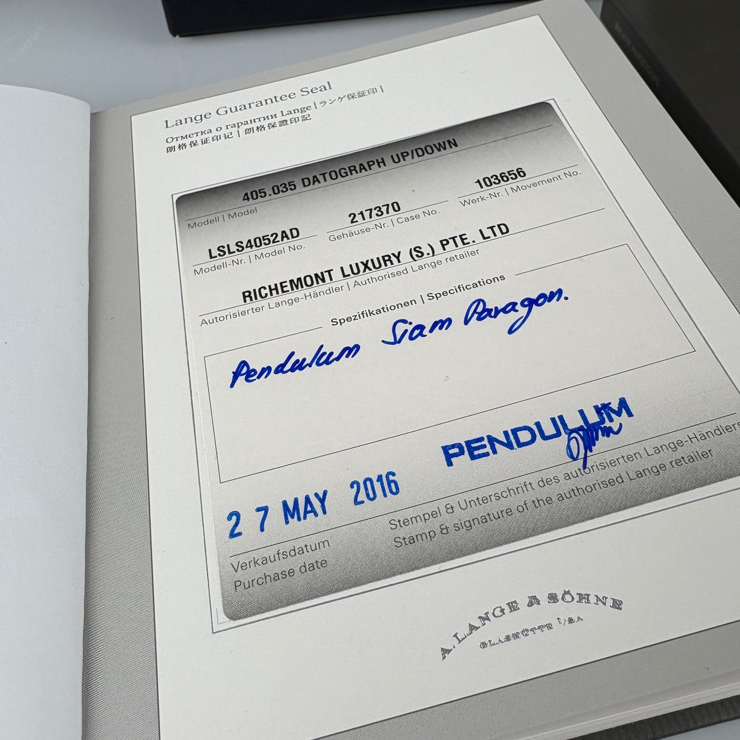 A. Lange & Söhne Datograph Up/Down 405.035 – Platinum - 2016