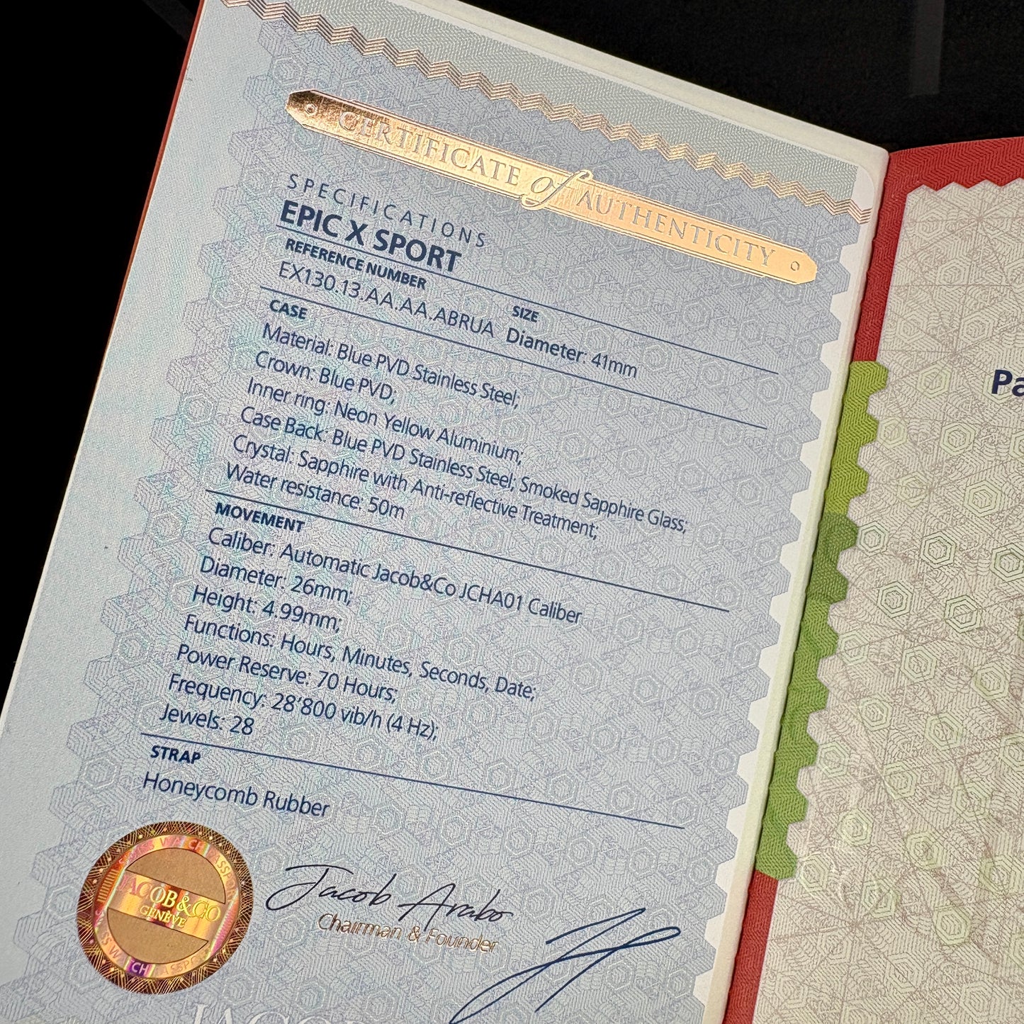 Jacob & Co. Epic X Sport EX130.13.AA.AA.ABRUA – Blue PVD | 41 mm | Automatic | Like-New | Full Set