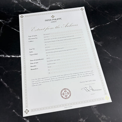 Patek Philippe 5100J “10 Days” – 18K Yellow Gold | 2000 | Fresh Patek Service | Sealed | Extract | Box