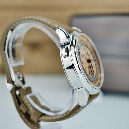 Patek Philippe 5935A-001 — World Time Flyback Chronograph | Steel & Salmon Dial