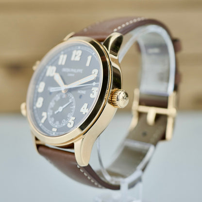 Patek Philippe Calatrava Pilot Travel Time 5524R-001 – 18K Rose Gold | Brown Sunburst Dial | 2022 | Excellent Condition | Full Set