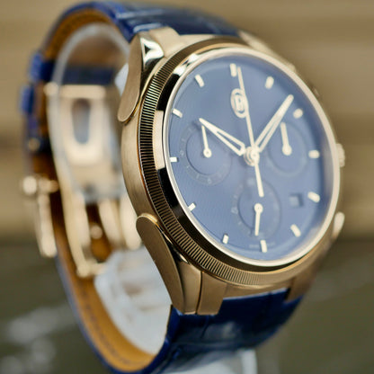 Parmigiani Fleurier Tonda PF Chronograph – 18K Rose Gold | Milano Blue | 42mm | 2023 | Mint Pre-Owned | Full Set