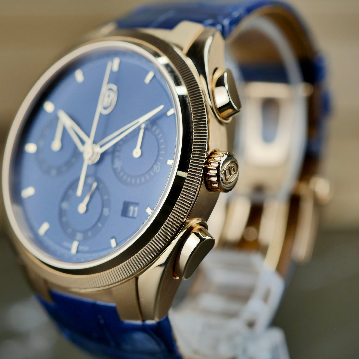 Parmigiani Fleurier Tonda PF Chronograph – 18K Rose Gold | Milano Blue | 42mm | 2023 | Mint Pre-Owned | Full Set