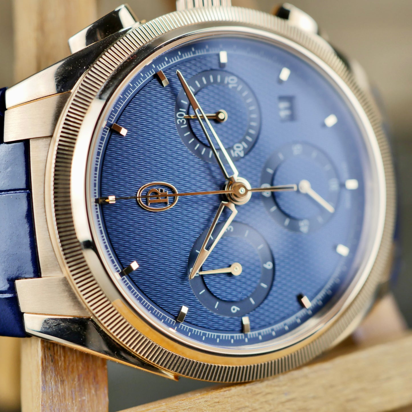 Parmigiani Fleurier Tonda PF Chronograph – 18K Rose Gold | Milano Blue | 42mm | 2023 | Mint Pre-Owned | Full Set