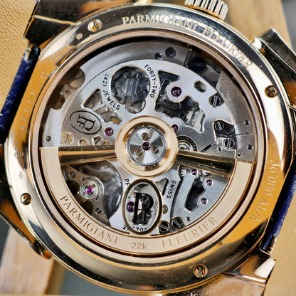 Parmigiani Fleurier Tonda PF Chronograph – 18K Rose Gold | Milano Blue | 42mm | 2023 | Mint Pre-Owned | Full Set